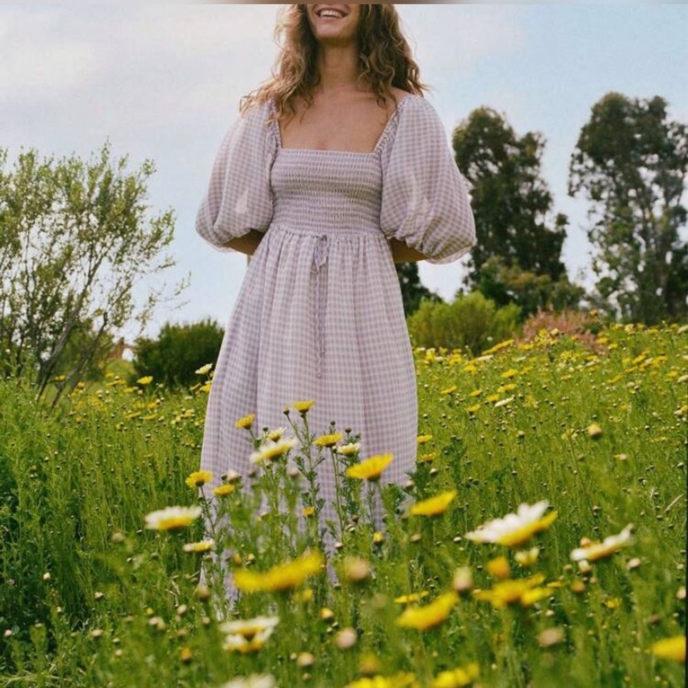 Casual summer Lavender Gingham Dress